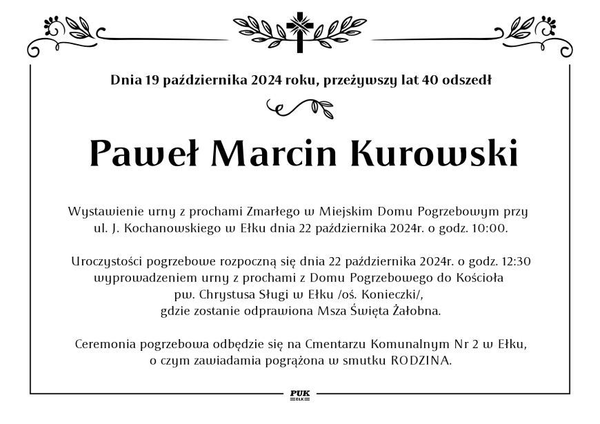 Paweł Marcin Kurowski - nekrolog